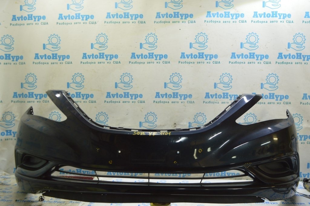 Бампер передний голый Hyundai Sonata 11-15 черный (01) незаводские отверстия, слом крепл