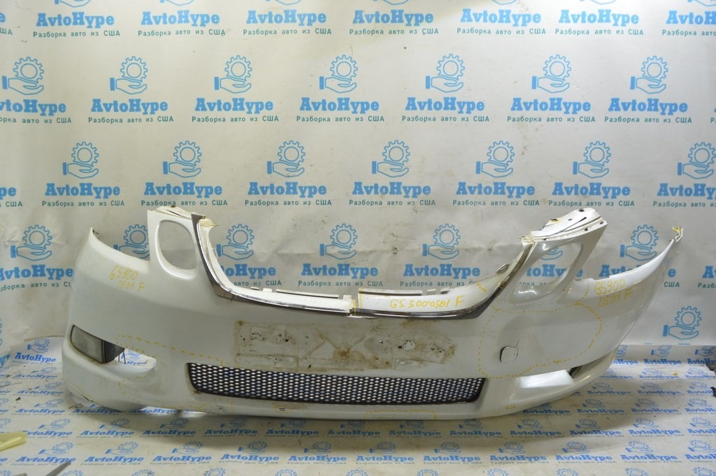 Бампер передний голый Lexus GS300 GS350 GS430 GS450h 06-07 (01) белый, примят, надрывы