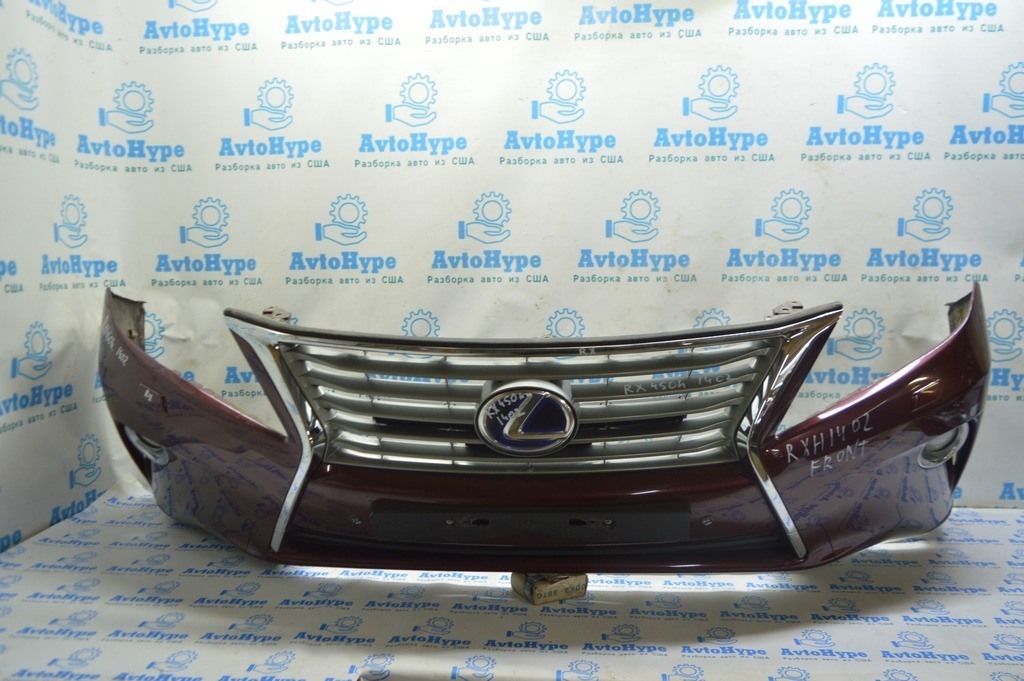 Бампер передний в сборе Lexus RX350 RX450h 13-15 рест с решеткой,значек стекл,парктр,омыв (02)