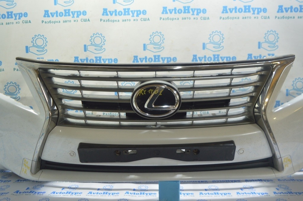 Бампер передний в сборе Lexus RX350 RX450h 13-15 рест с решеткой,значек стекл,парктр,омыв (03) — фото 2
