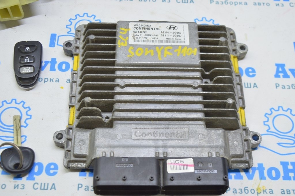 Блок ECU компьютер двигателя с ключом цепь зажигания Hyundai Sonata 11-15-2.4 (01) — фото 2