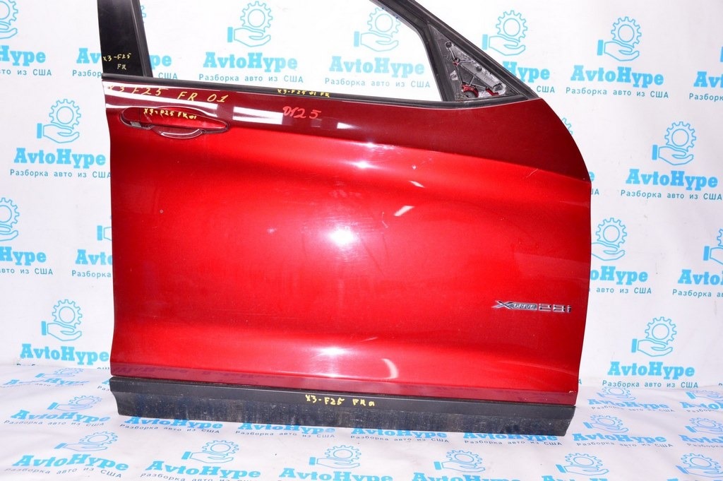Дверь голая перед прав BMW X3 F25 11-17 (01) красный цвет (A82) Vermilion red metallic
