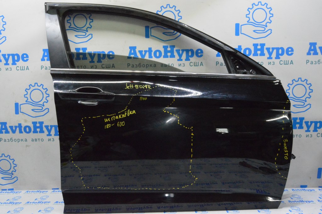 Дверь голая перед прав VW Jetta 19- (02) черная, шпакля, замята