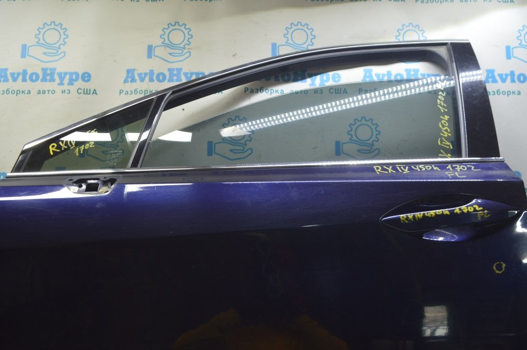 Дверь голая передняя левая Lexus RX350 RX450h 16-22 синяя (02) тычка — фото 2