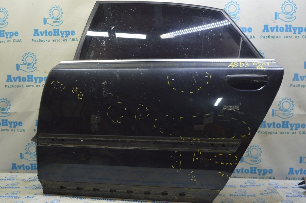 Дверь голая зад лев Audi A8 D3 03-09 long (01) синяя, вмятины