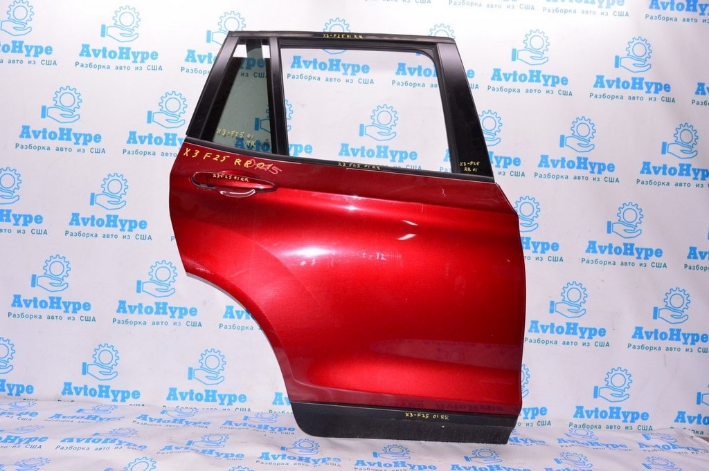 Дверь голая зад прав BMW X3 F25 11-17 (01) красный цвет (A82) Vermilion red metallic