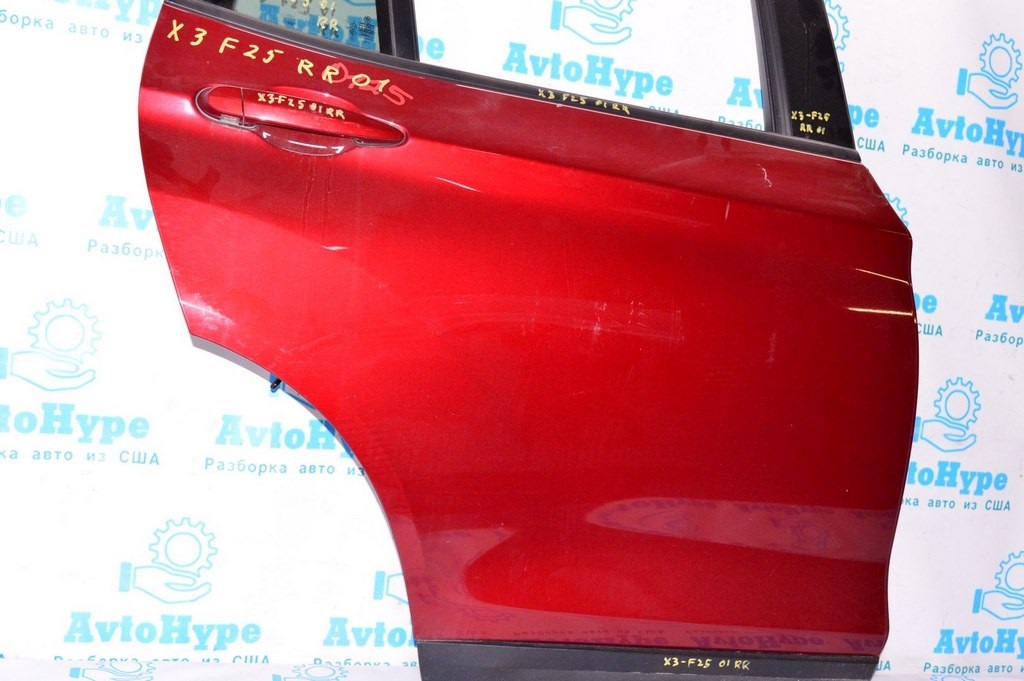 Дверь голая зад прав BMW X3 F25 11-17 (01) красный цвет (A82) Vermilion red metallic — фото 2