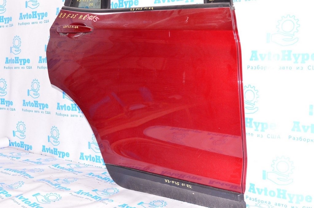 Дверь голая зад прав BMW X3 F25 11-17 (01) красный цвет (A82) Vermilion red metallic — фото 3
