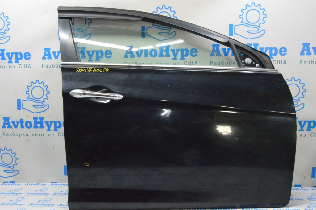 Дверь в сборе передняя правая Hyundai Sonata 11-15 keyless (02) черная, тычка