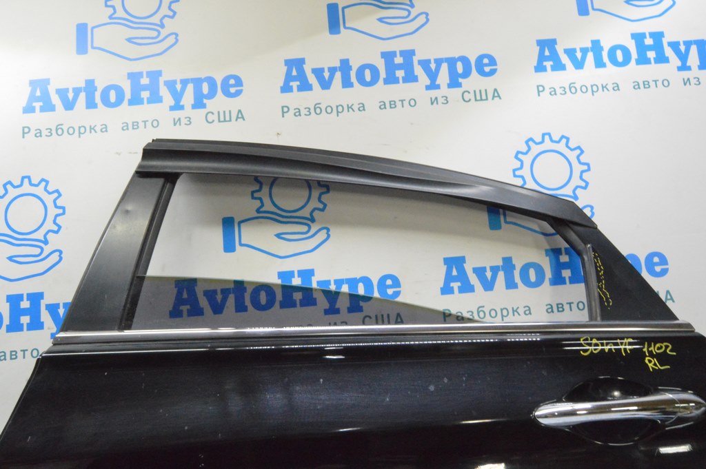 Дверь в сборе задняя левая Hyundai Sonata 11-15 (02) черная, дефект накладок — фото 3
