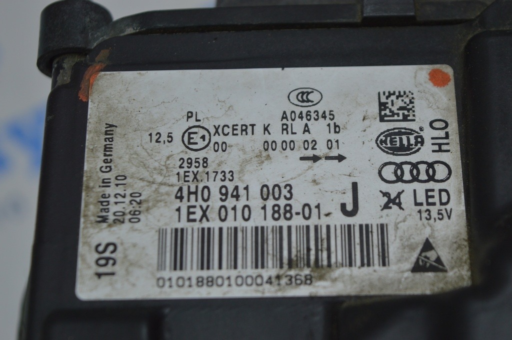 Фара передняя левая Audi A8 D4 10-13 дорест LED (01) в cборе с блоками 4H0907472A европа — фото 3