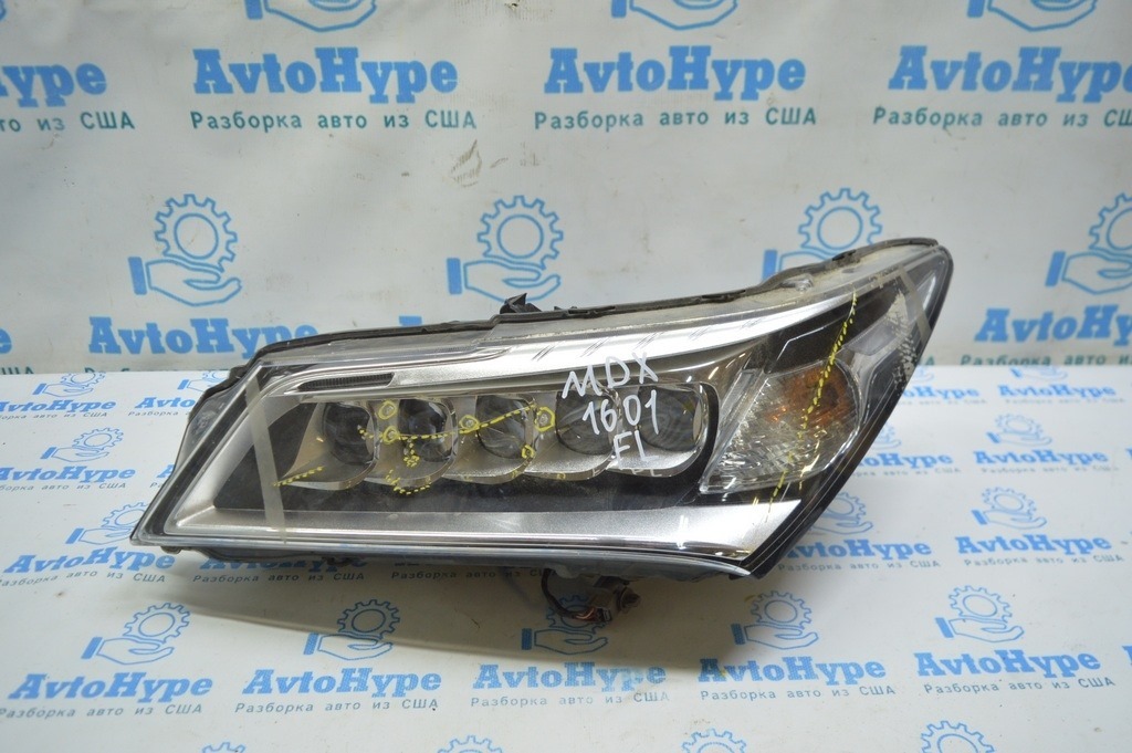 Фара передняя левая голая Acura MDX 14-16 дорест (01) деф.стекла