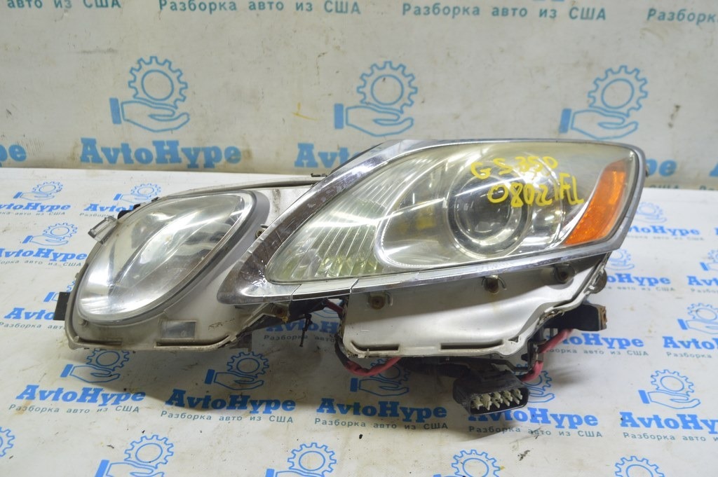Фара передняя левая в сборе Lexus GS350 07-11 ксенон, под омыватель фары (02) дефект