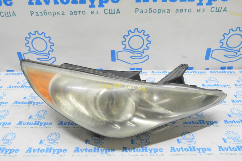 Фара передняя правая голая Hyundai Sonata 11-15 галоген (02) под полировку