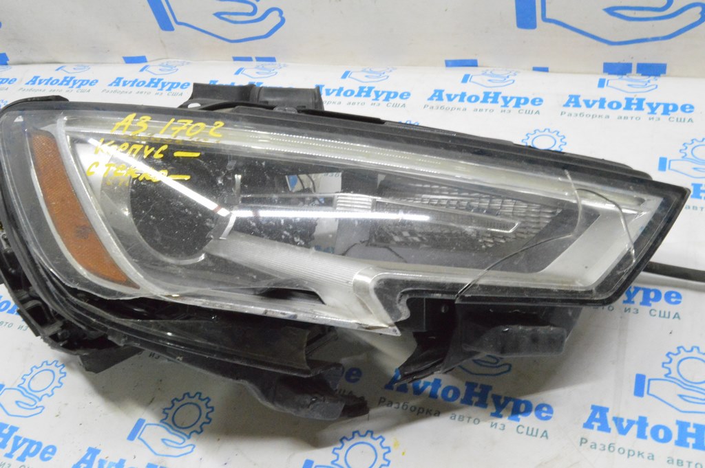 Фара передняя правая в сборе Audi A3 8V 17-20 xenon hid (02) дефект стекла и корпуса на зч — фото 3