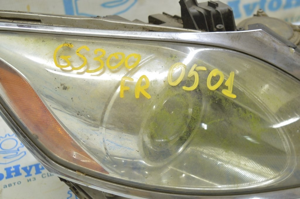 Фара передняя правая в сборе Lexus GS300 GS430 06-07 ксенон, под омыватель фары (04) дефекты — фото 2