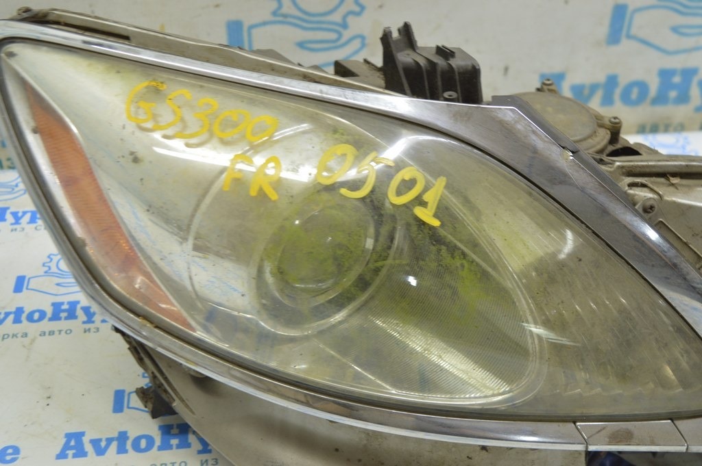 Фара передняя правая в сборе Lexus GS300 GS430 06-07 ксенон, под омыватель фары (04) дефекты — фото 4