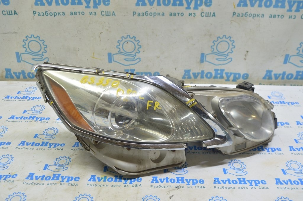 Фара передняя правая в сборе Lexus GS350 07-11 ксенон, под омыватель фары (02) дефект