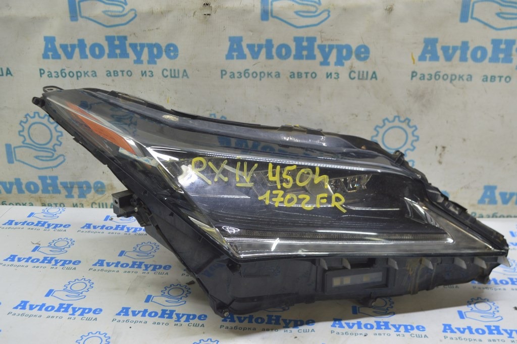 Фара передняя правая в сборе Lexus RX350 RX450h 16-19 без AFS LED 3 линзы (02) слом крепл