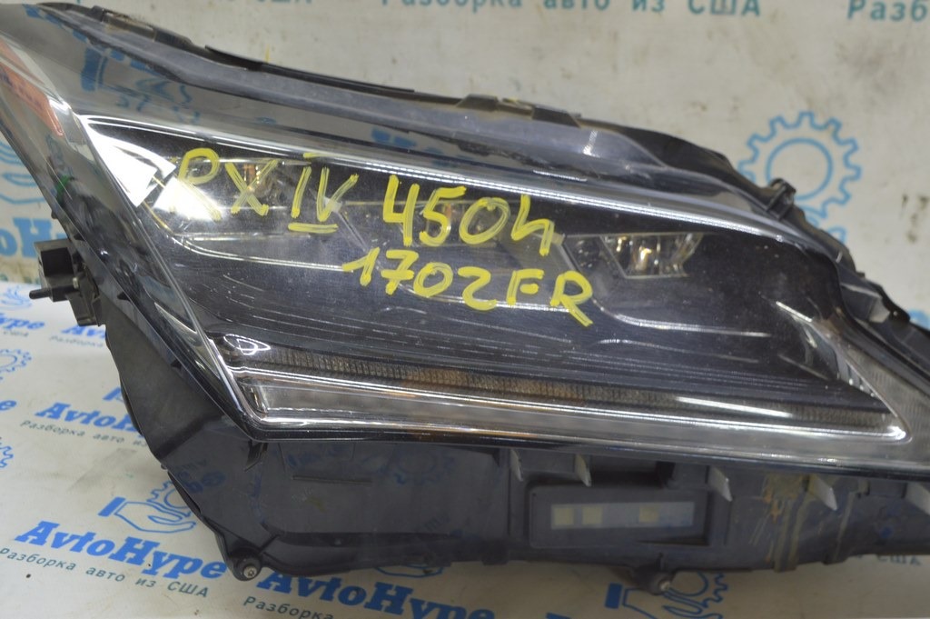 Фара передняя правая в сборе Lexus RX350 RX450h 16-19 без AFS LED 3 линзы (02) слом крепл — фото 2