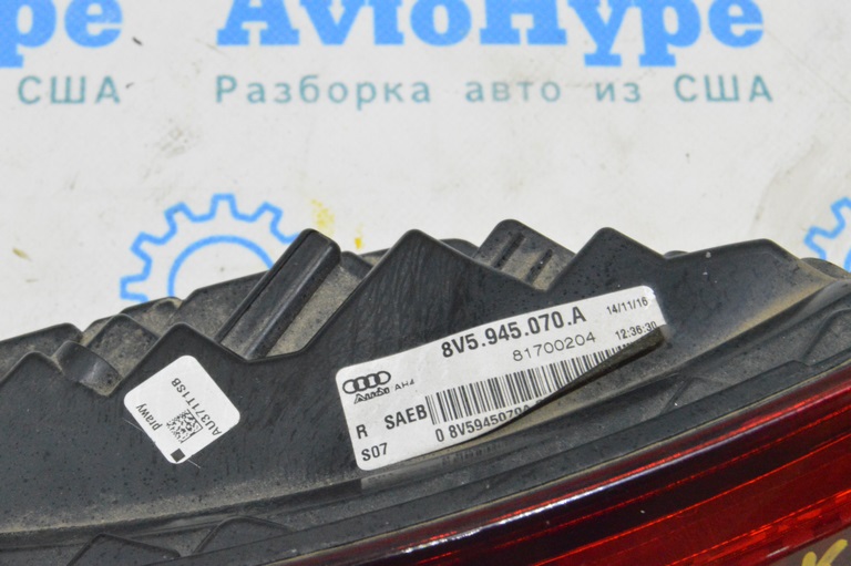Фонарь внешний крыло правый Audi A3 8V 17-20 4d usa LED (02) европа рест — фото 4