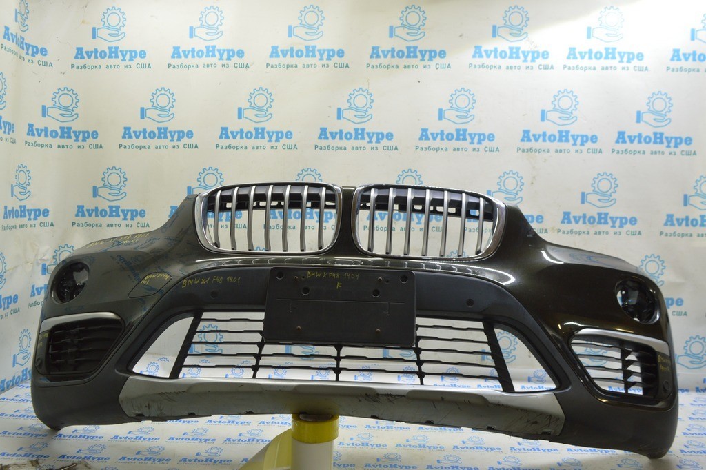 Губа переднего бампера BMW X1 F48 16-19 структура без парктроников (01)