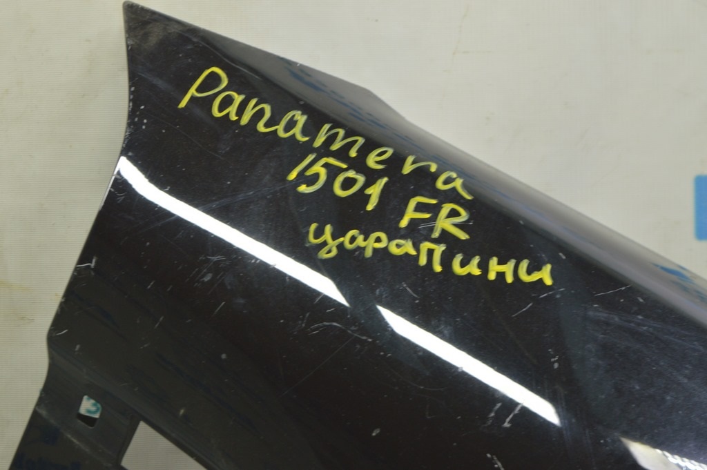 Крыло переднее правое Porsche Panamera 14-16 черный 041 (01) замято — фото 2