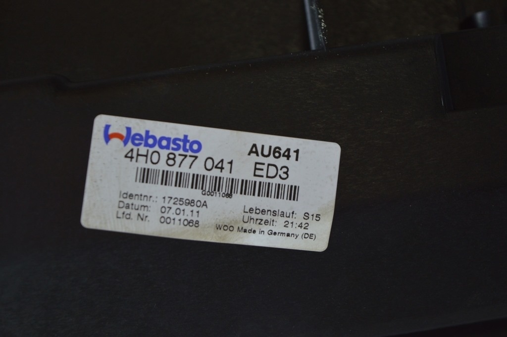 Люк в сборе Audi A8 D4 10-17 (01) 4H0877049A 4H0877041 4H0971648 4H0959591 без шторки — фото 4