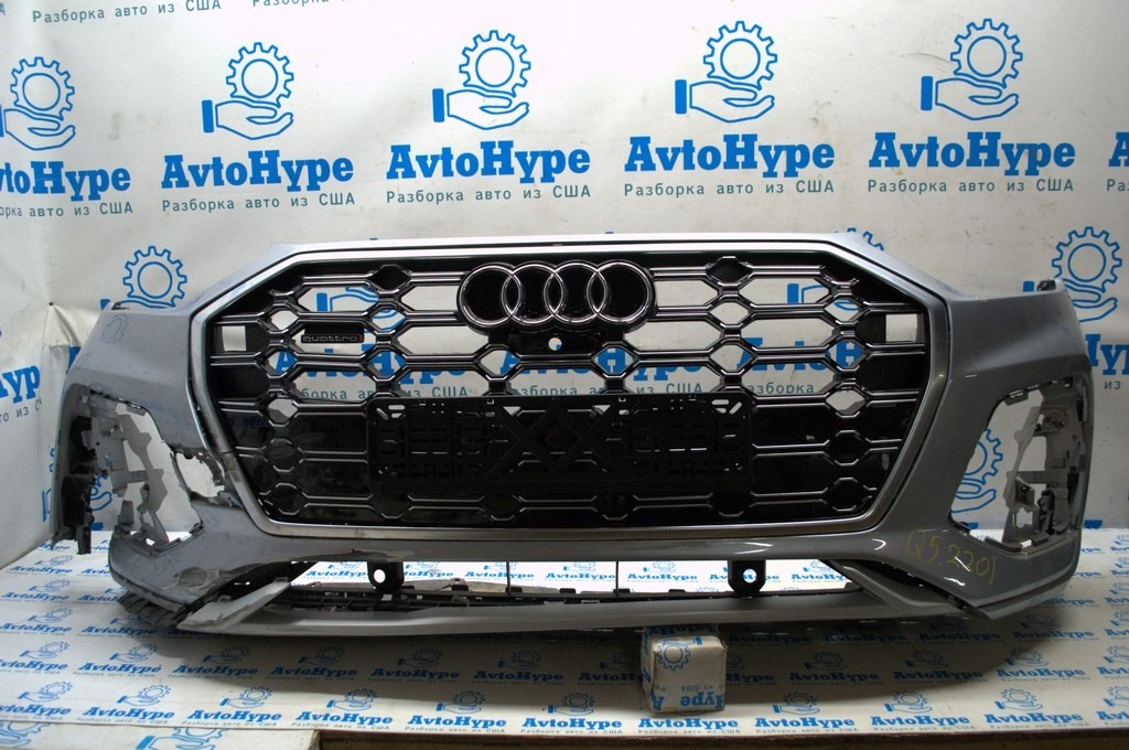 Накладка переднего бампера нижняя Audi Q5 80A 21-24 серая S-line (01) ссадины