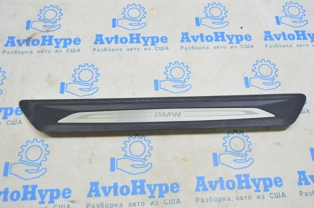 Накладка порога перед лев наружн BMW 3 F30 12-19 черн с хромом
