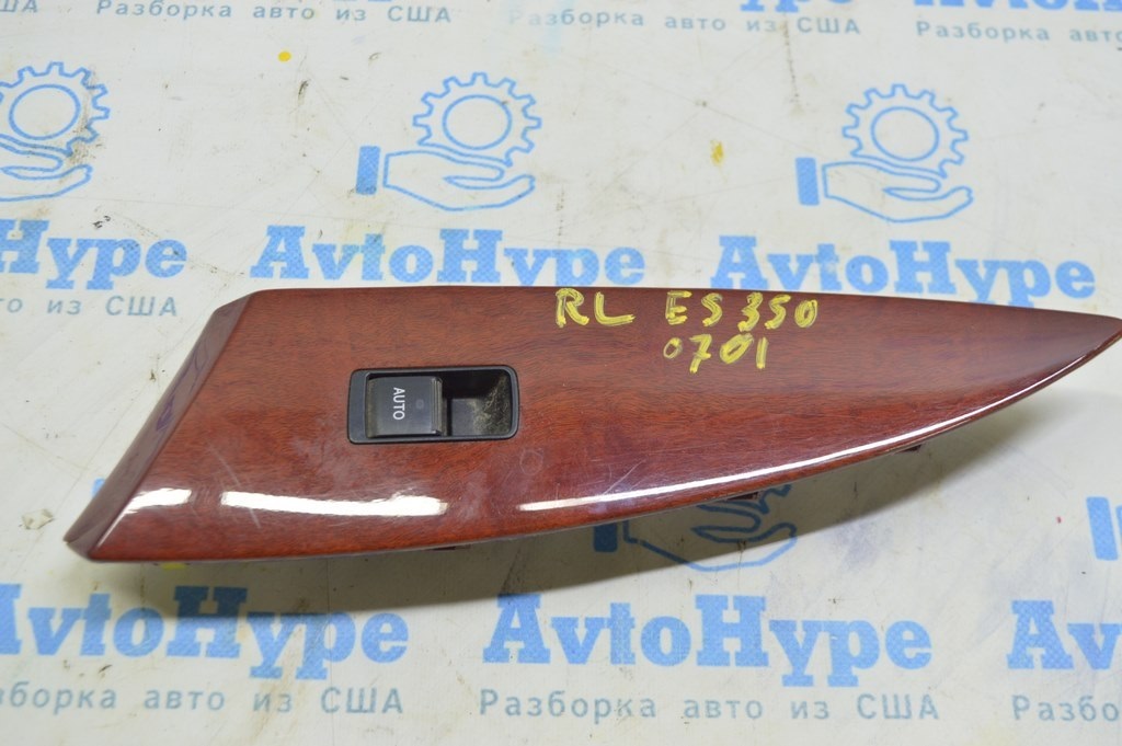 Накладка управления стеклоподъемником задним левым Lexus ES350 07-09 под дерево, потёрта