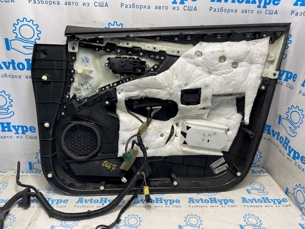 Обшивка двери (карточка) перед лев Nissan Murano z52 15- черн кожа (01) запилена — фото 3