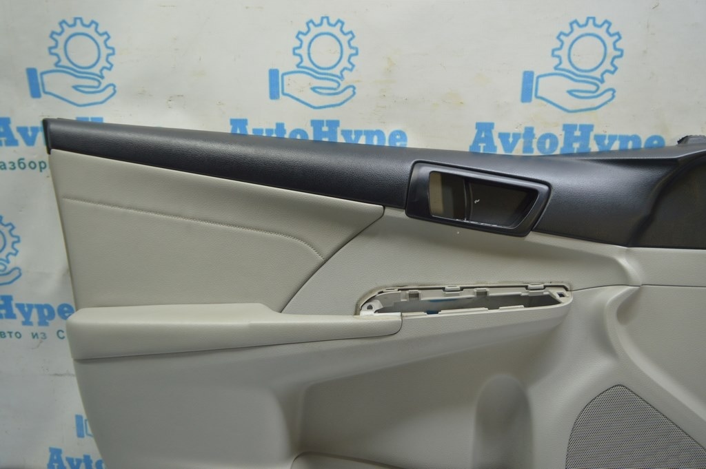 Обшивка двери карточка передняя левая Toyota Camry v50 12-14 usa серая, серая вставка — фото 3