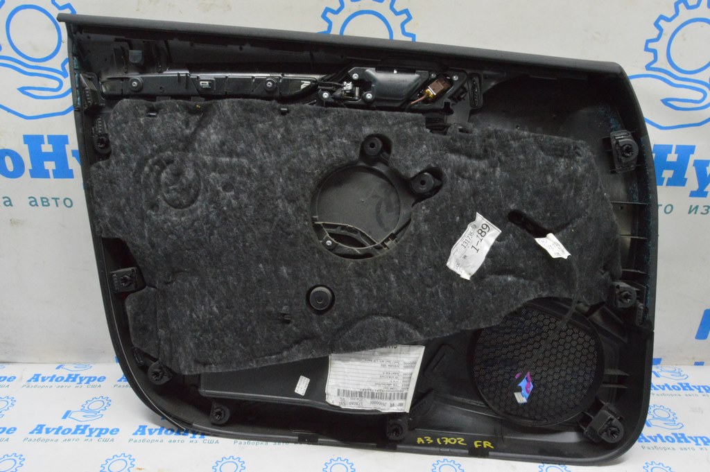 Обшивка двери карточка передняя правая Audi A3 8V 15-20 4d, 5d, с ручкой, черная (02) — фото 3
