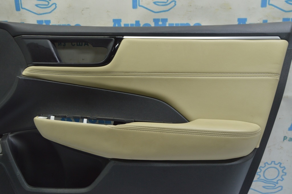 Обшивка двери карточка передняя правая Honda Clarity 18-21 usa беж вставка черн — фото 2