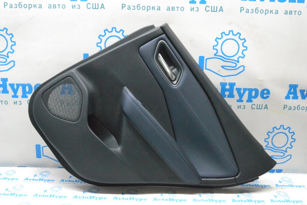 Обшивка двери (карточка) зад прав Nissan Qashqai 21- (01) кожа черная с синим