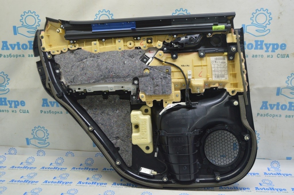 Обшивка двери карточка задняя правая Lexus RX350 RX450h 16-17 кожа черная, со шторкой — фото 2
