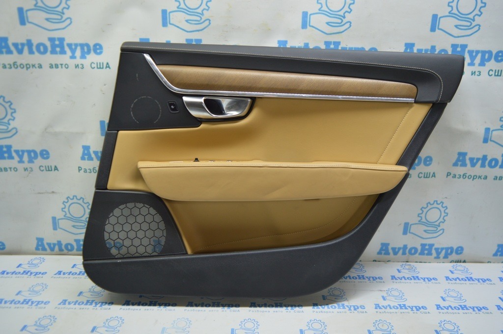 Обшивка двери карточка задняя правая Volvo S90 16- беж кожа,дерево, Inscription (01) Long