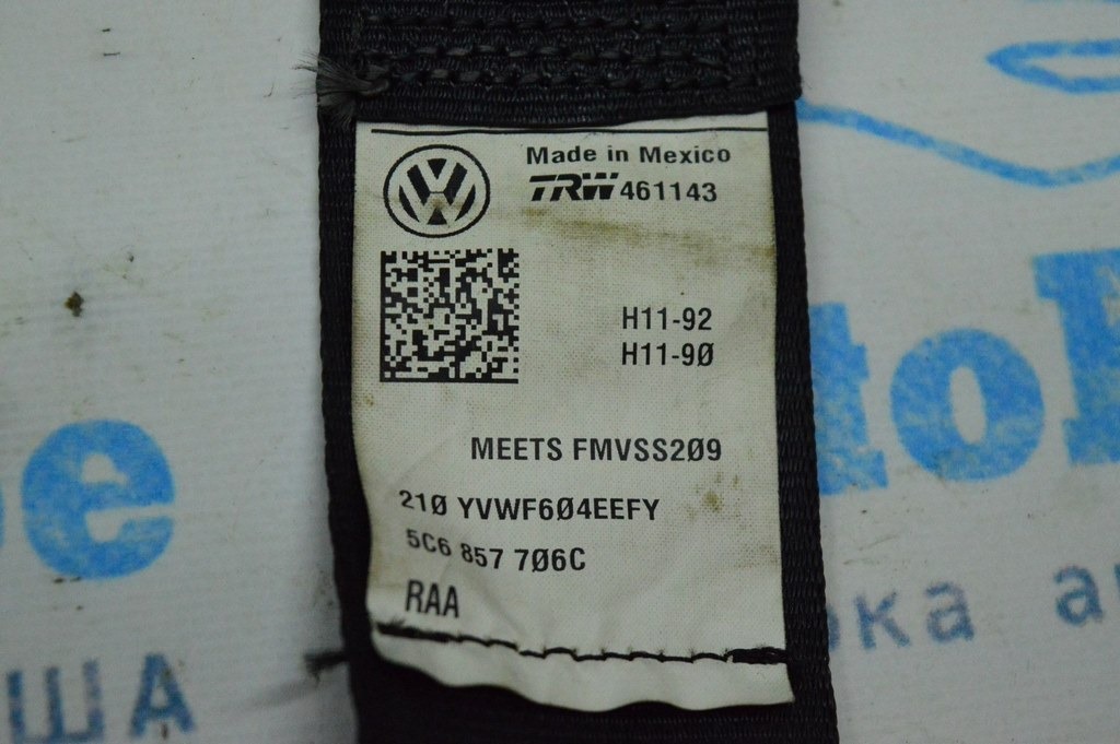 Пассажирский ремень безопасности VW Jetta 11-18 USA черн (03) — фото 3