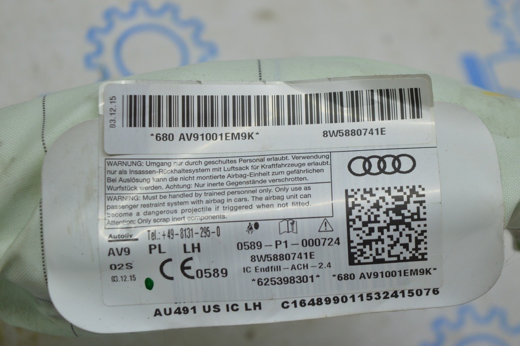 Подушка безопасности airbag боковая шторка левая Audi A4 B9 17- — фото 2