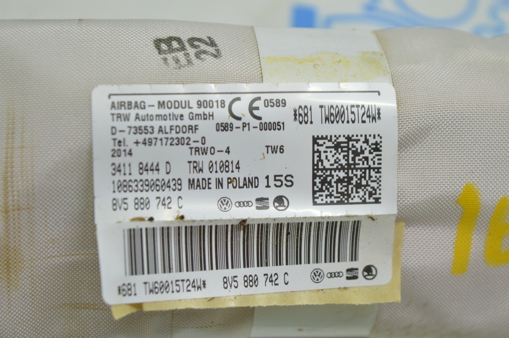 Подушка безопасности airbag боковая шторка правая Audi A3 8V 15-20 4d, 5d — фото 2