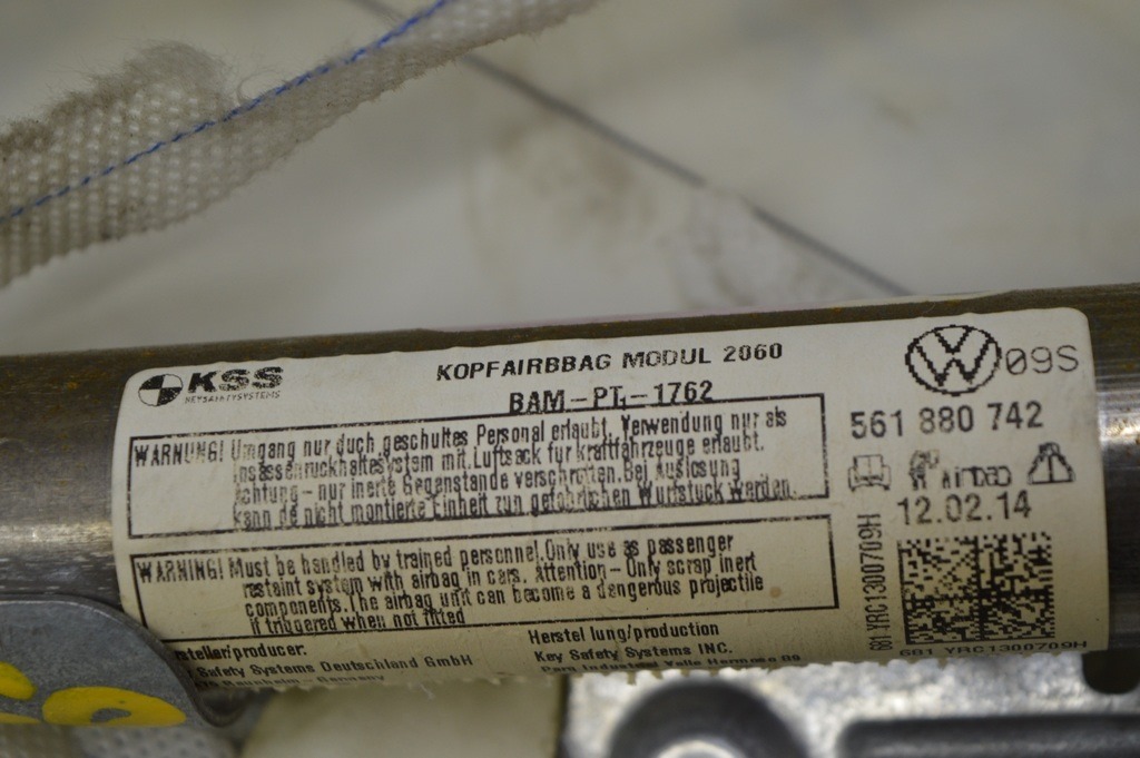 Подушка безопасности airbag боковая шторка правая VW Passat b7 USA (05) стрельнула не порезана — фото 2