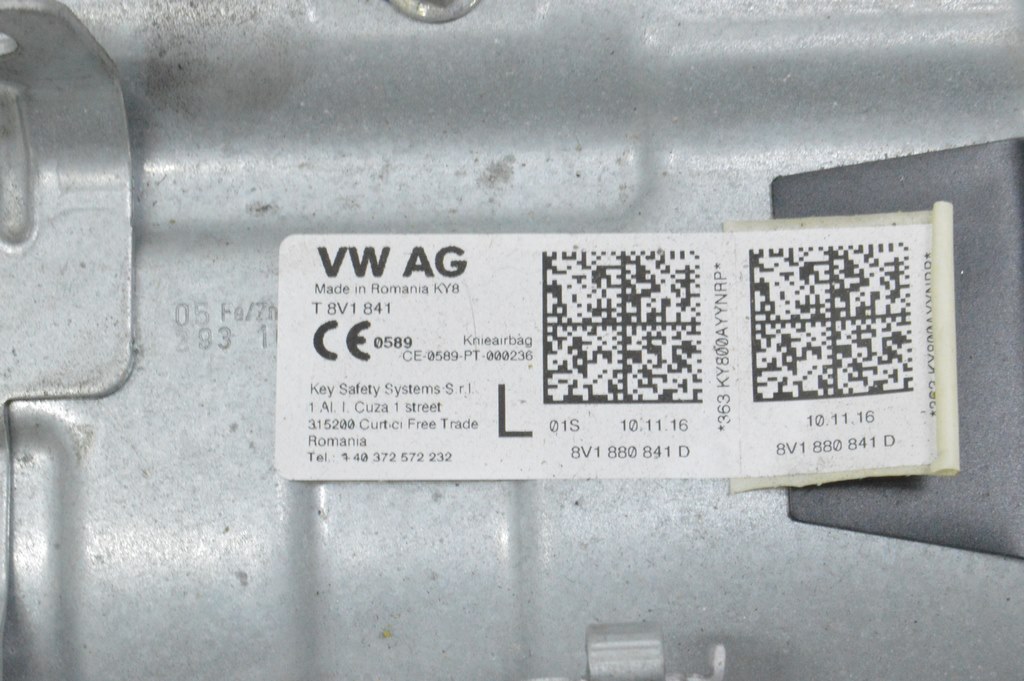 Подушка безопасности airbag коленная водительская левая Audi A3 8V 15-20 черная (02) — фото 4