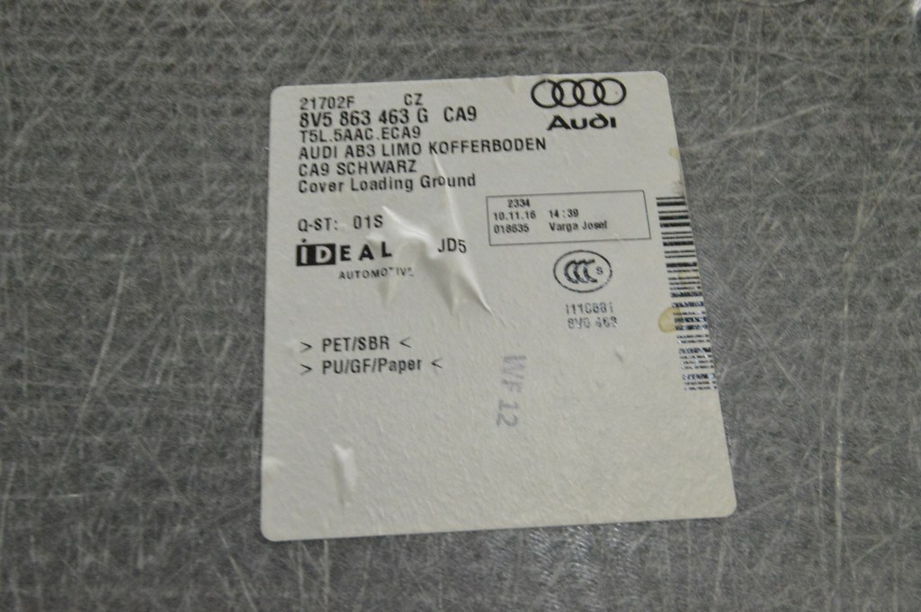 Пол багажника Audi A3 8V 15-20 4d, 5d, fwd жесткий — фото 3