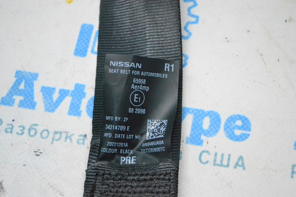 Ремень безопасности зад лев Nissan Qashqai 21- черн — фото 2