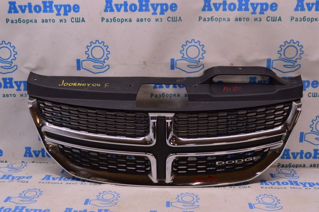 Решетка радиатора grill Dodge Journey 11- хром с эмблемой (04)