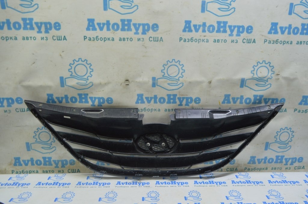 Решетка радиатора grill Hyundai Sonata 11-15 с эмблемой — фото 4