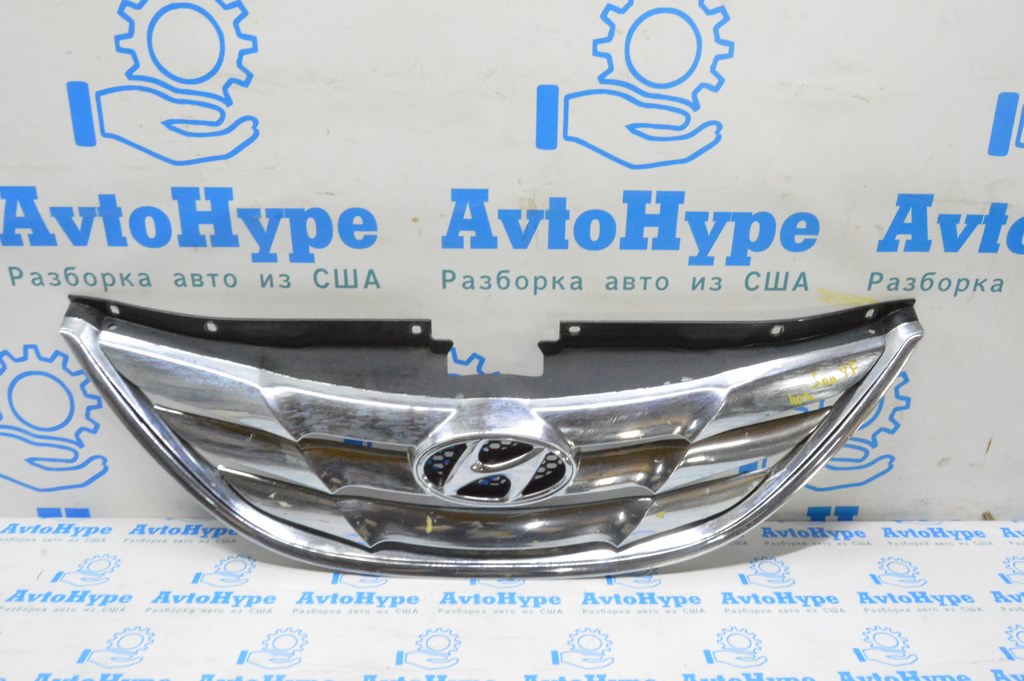 Решетка радиатора grill Hyundai Sonata 11-15 с эмблемой, хром (02) песок