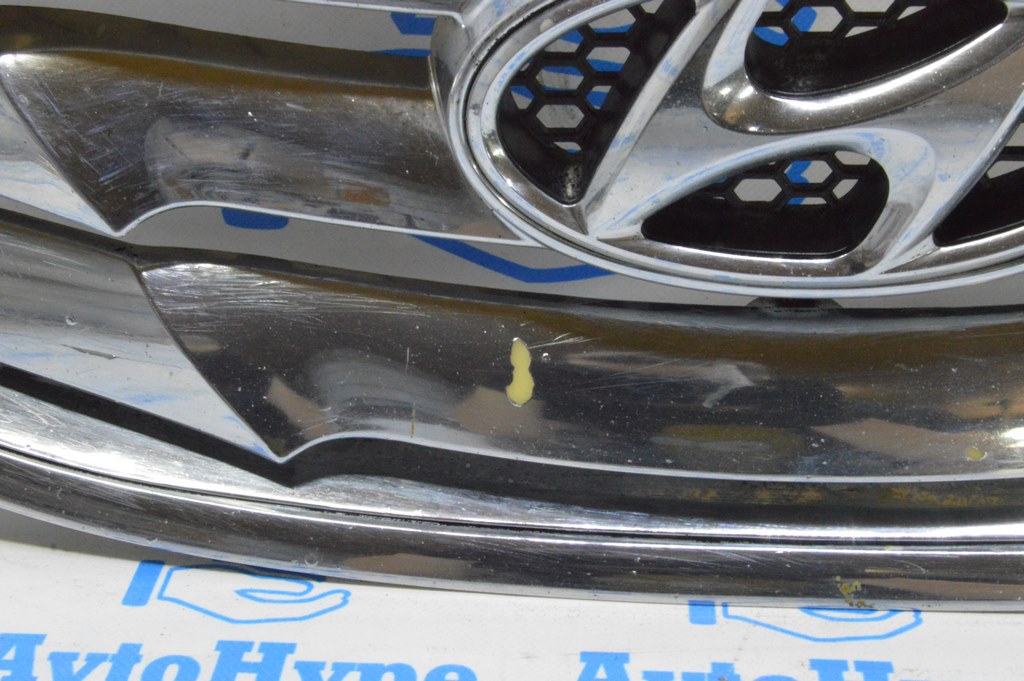 Решетка радиатора grill Hyundai Sonata 11-15 с эмблемой, хром (02) песок — фото 3