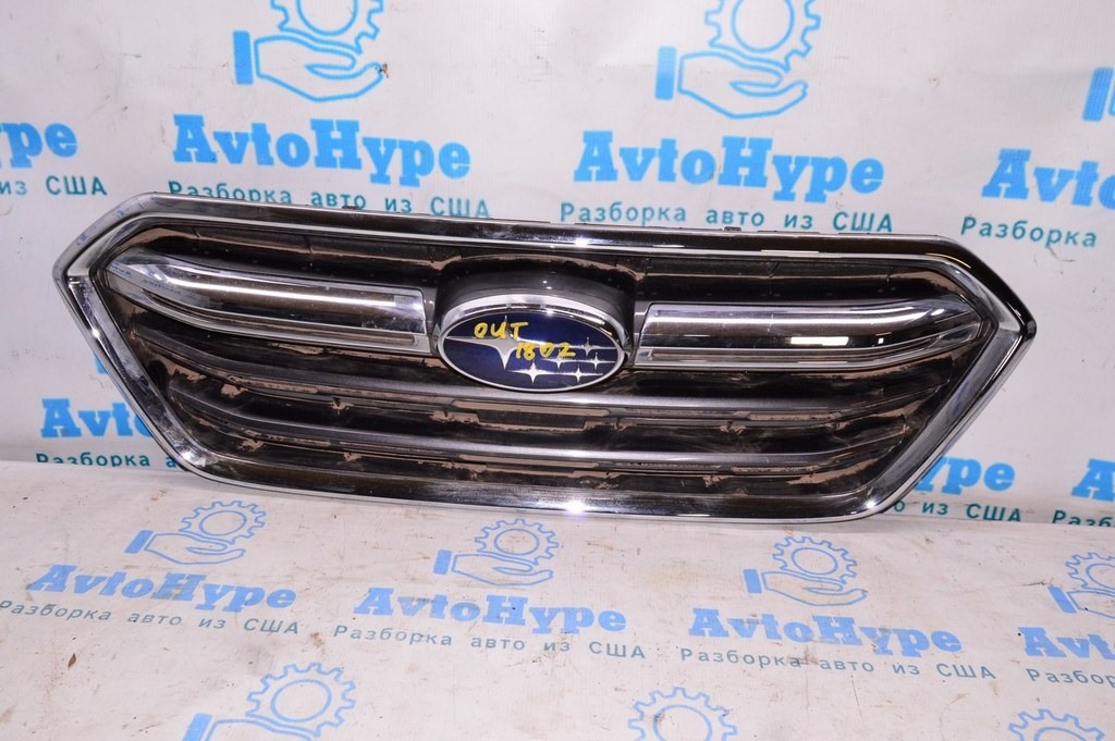 Решетка радиатора grill Subaru Outback 18-19 рест с эмблемой (02)